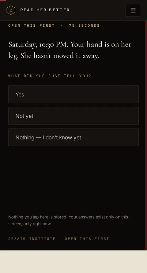 The First Read interactive assessment, showing a real scenario and multiple-choice question